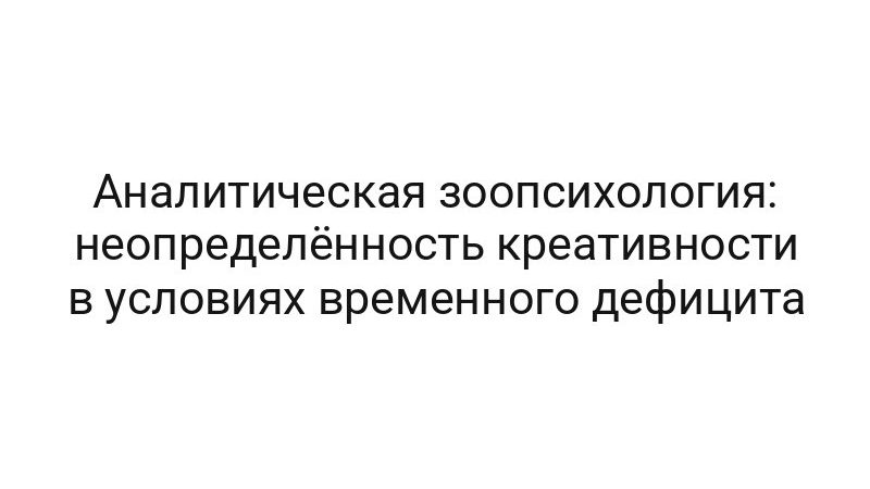 Аналитическая зоопсихология: неопределённость креативности в условиях временного дефицита